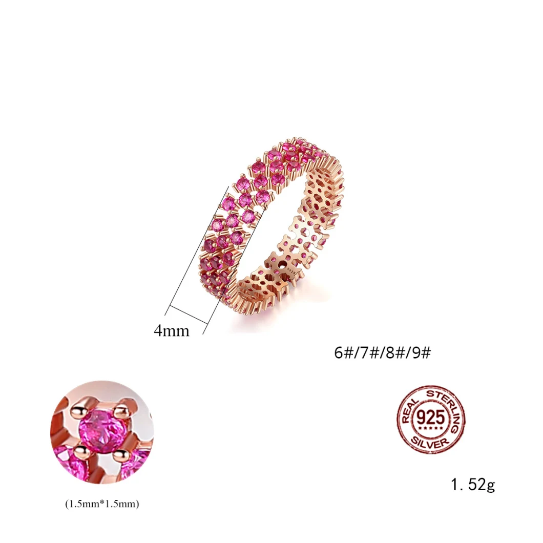 Ruby Cubic Zirconia 925 Sterling Silver Eternity Band Ring