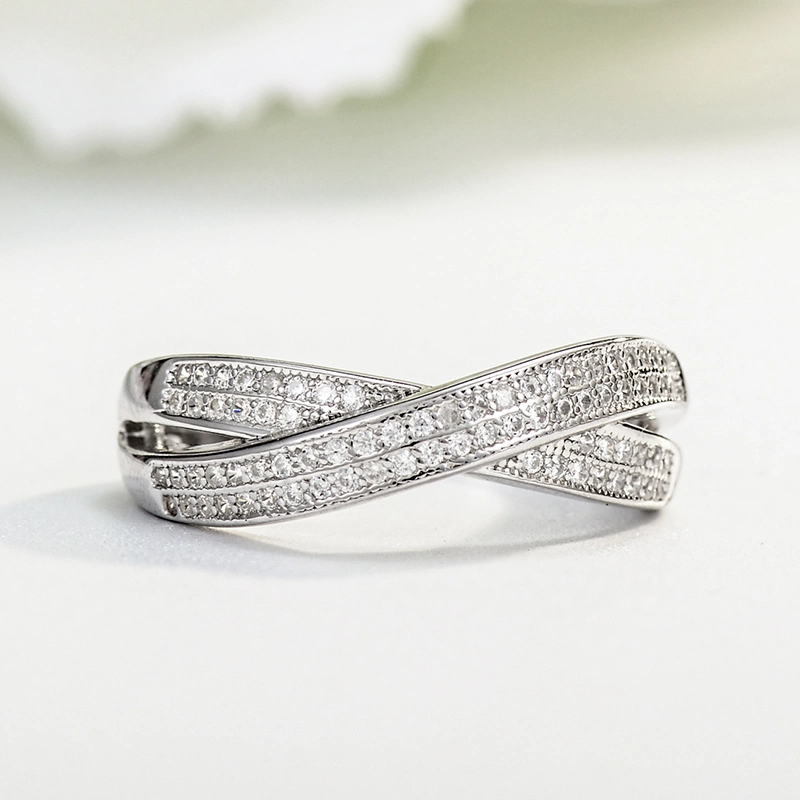 Wholesale Sterling Silver jewelry Luxury Micro Pave Shining CZ Cross Ring for Man