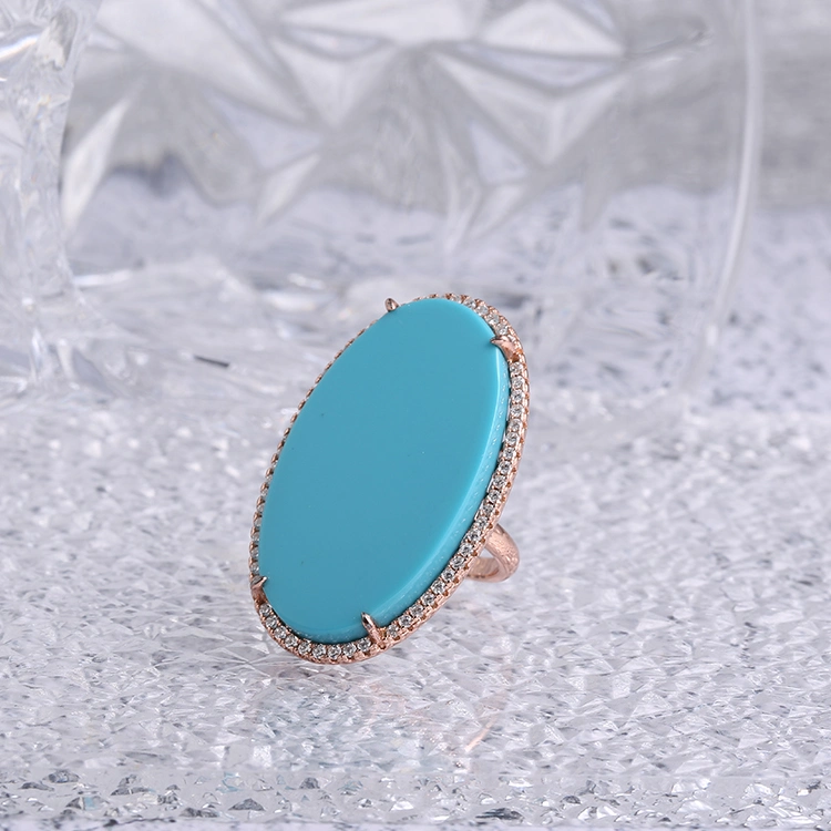 Big Nature Blue Stone 925 Silver or Brass Fashion Accessories Factory Wholesale Trendy 2023 Women Charm CZ Luxury Ring