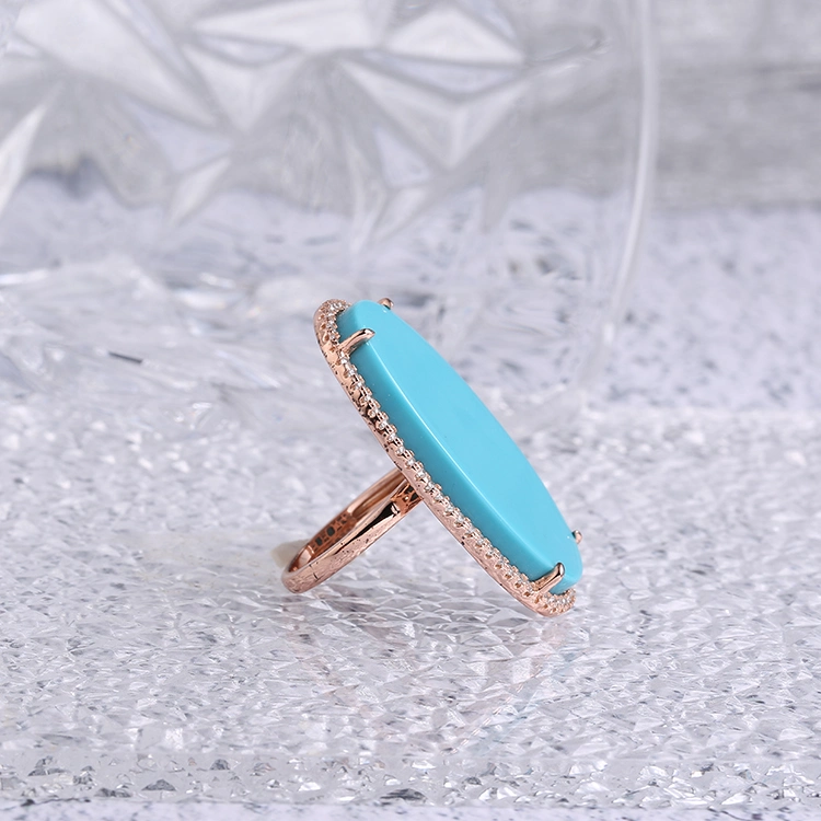 Big Nature Blue Stone 925 Silver or Brass Fashion Accessories Factory Wholesale Trendy 2023 Women Charm CZ Luxury Ring