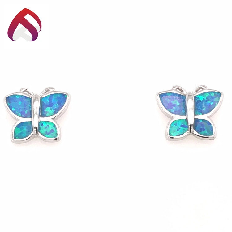 Animal Blue Opal 925 Silver Jewelry Fashion Butterfly Opal Ring for Women (RG88366)