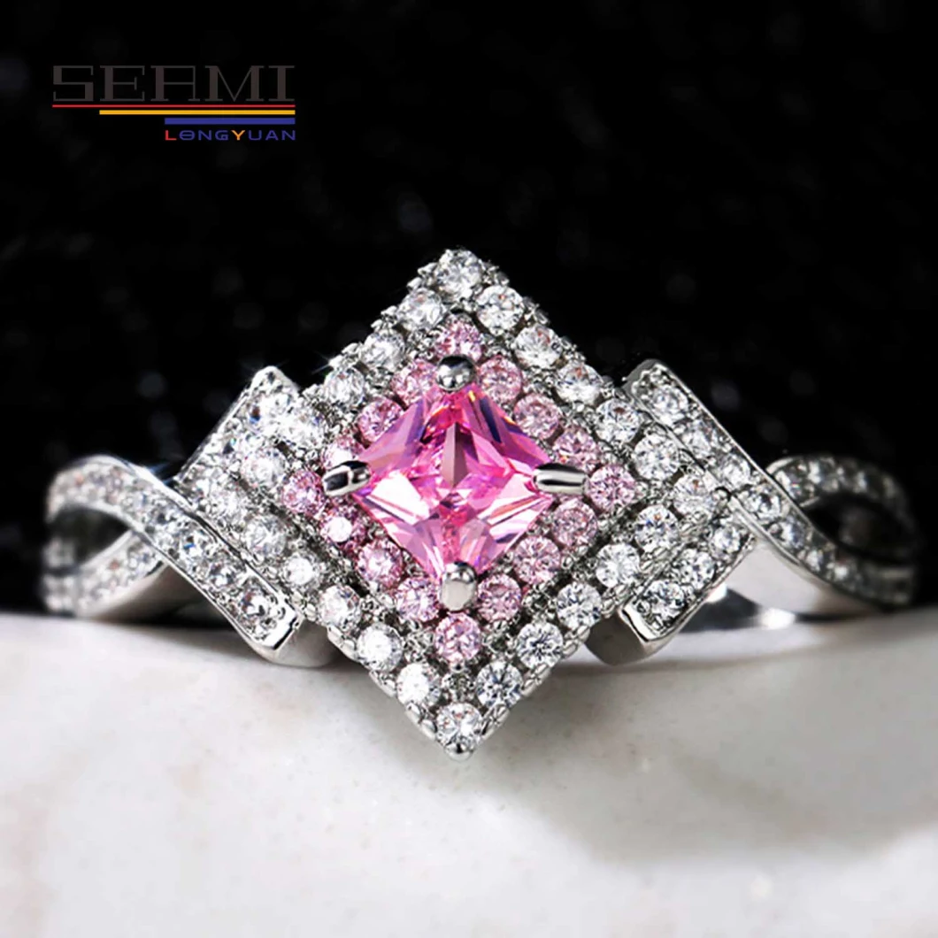 Antique Promise Cubic Zirconia Pink Diamond Ladies Cluster Eternity Rings