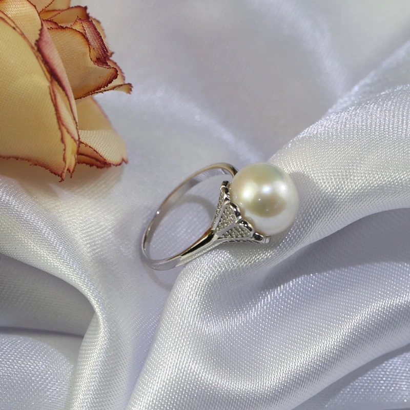 Morning Glory Flower 10.5mm 3A Near Round Wholesale Freshwater Women Pearl Rings