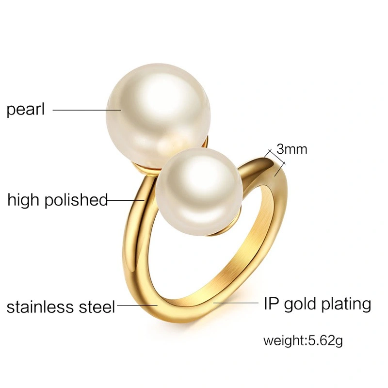 High Quality Pearl Jewelry Accessories Gold Ring with Adjustable Size