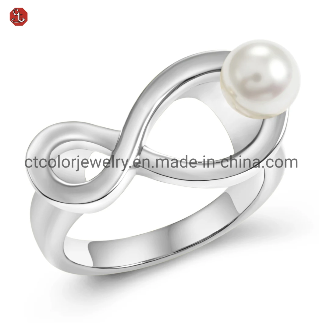 Pearl ring 925 silver ring with white shell beads irregular jewelry accessories