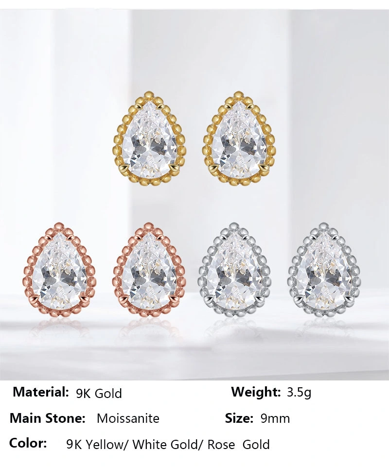 Votum Fashion Luxury 9K Real Gold Necklace Earring Ring Diamond Jewellery Moissanite Gra Certificate Women Handmade Accessories Customization Jewelry Set