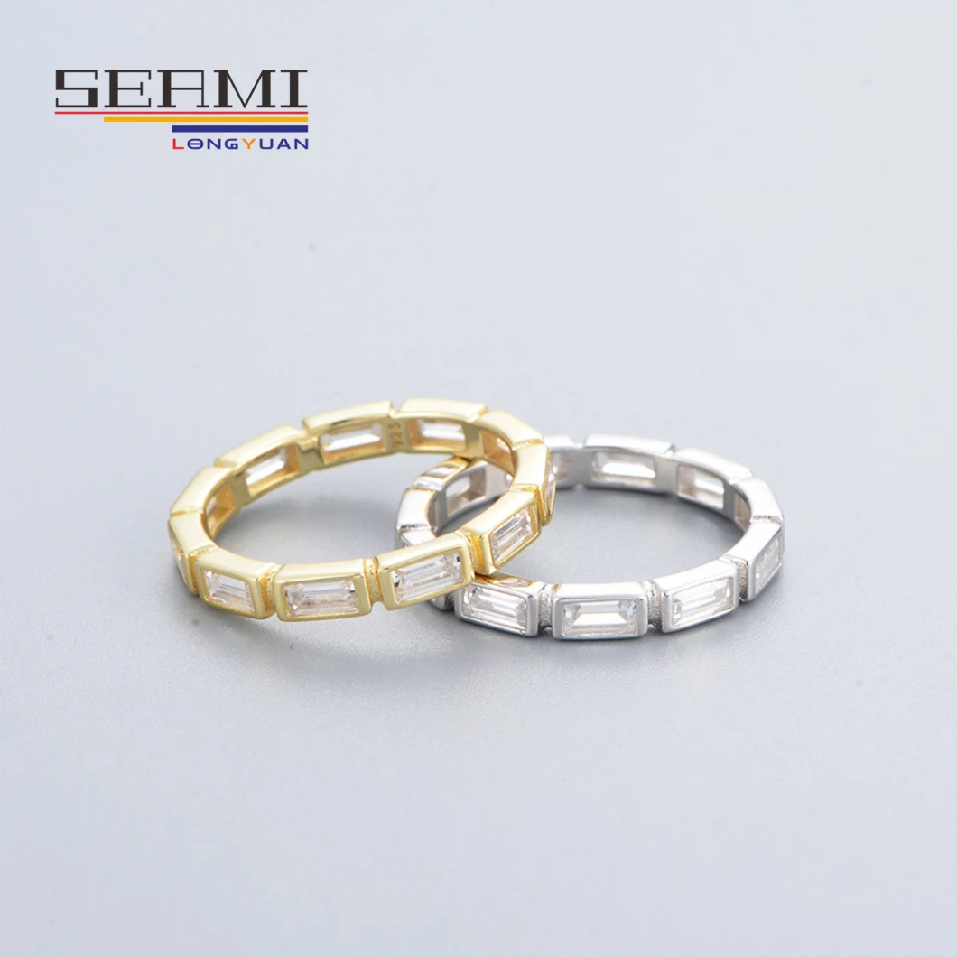 Minimalist Geometric Cubic Zirconia Gold Eternity Couple Rings for Women