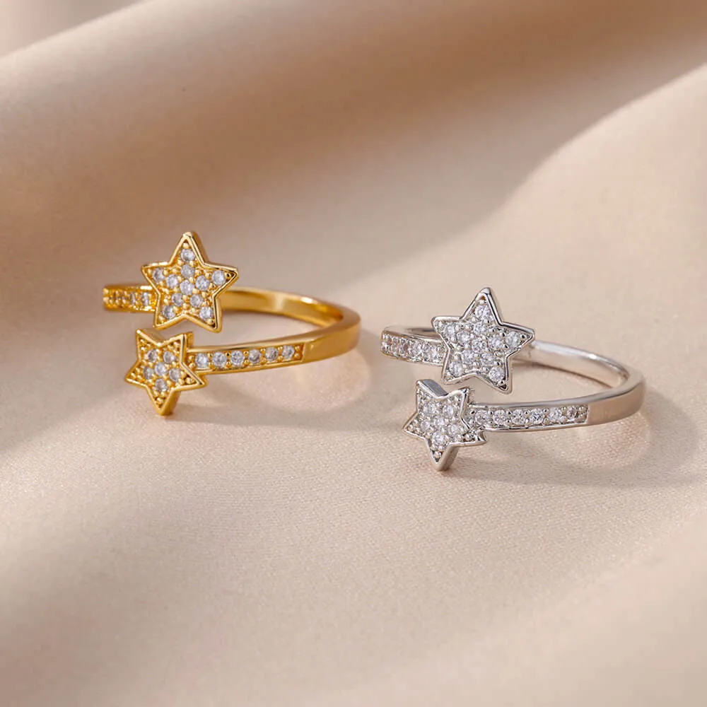 Wholesale Diamond Zircon Open Twist Heart Star Butterfly Ring Wedding Band Rings