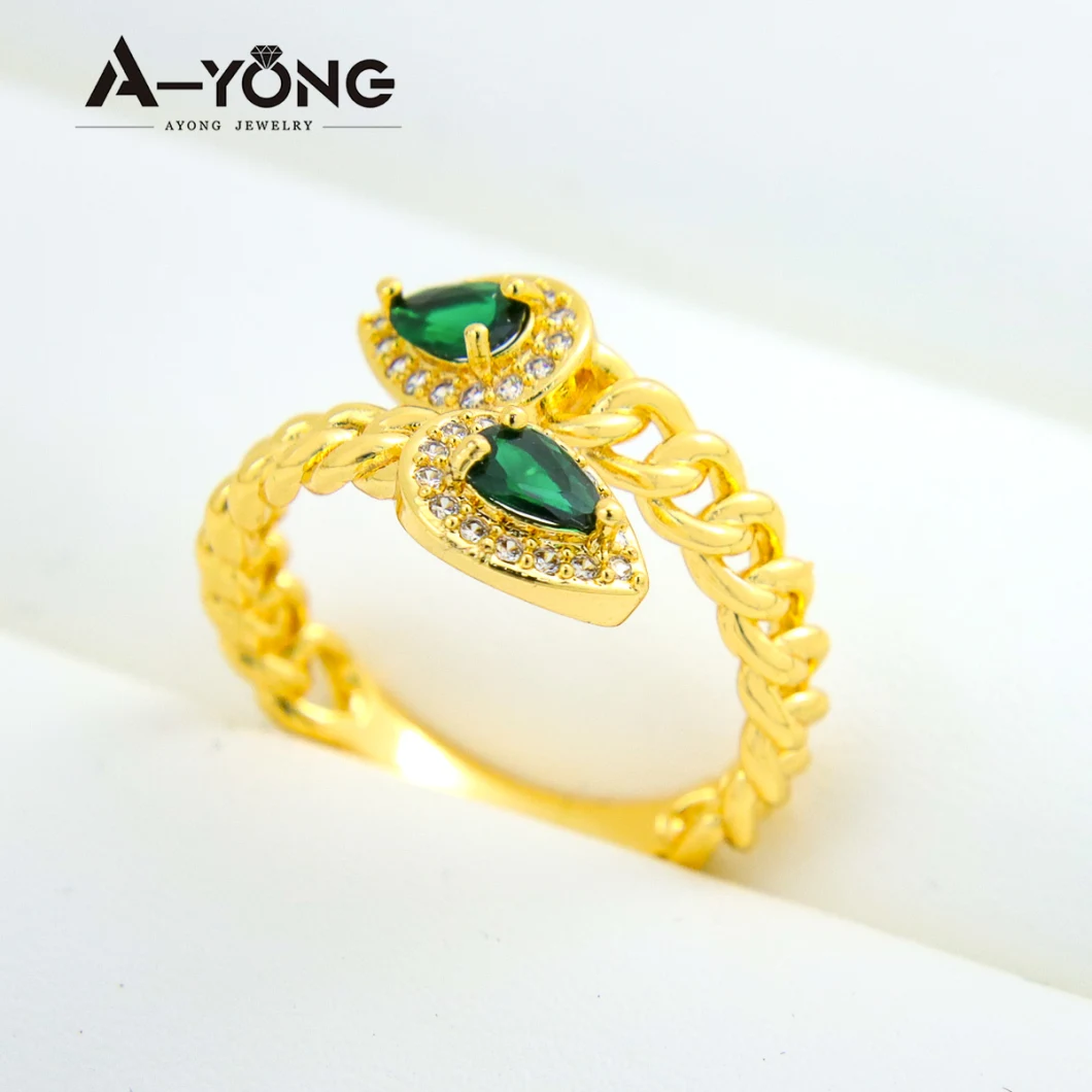 Trendy High Quality Open Adjustable Eternity Blue Zircons 18K Gold Plated Rings