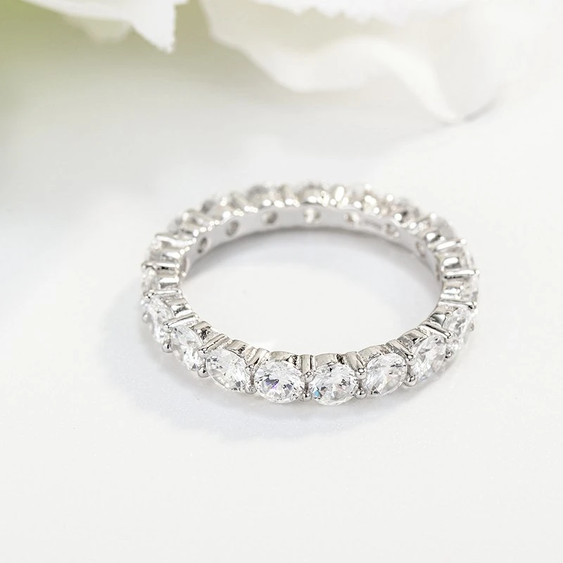 925 Sterling Silver Jewelry Man Wedding Band CZ Infinite Ring Luxury