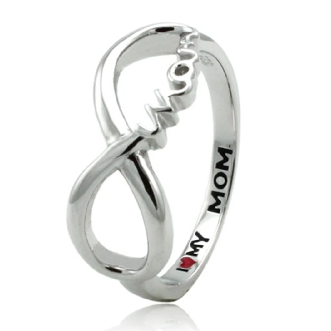 Sterling Silver Infinity Mom (I HEART MY MOM) Ring