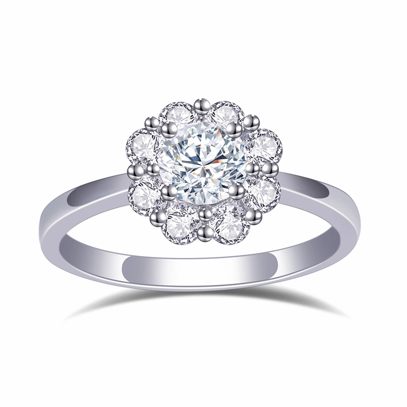 Messi Jewelry Ms-549 Flower Shape Custom 18K Gold Women Lab Diamond Ring