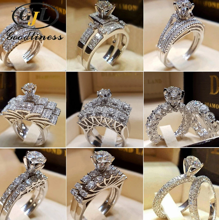 Full Diamond 8 Heart 8 Arrow Zircon Set Rings for Wedding and Engagement Rings