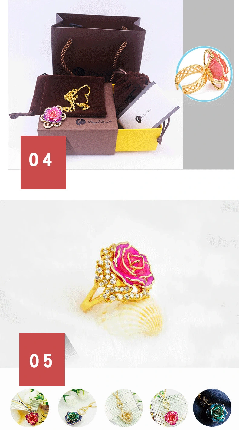 Beautiful Gold Rose Rose Red Ring (natural flowers)