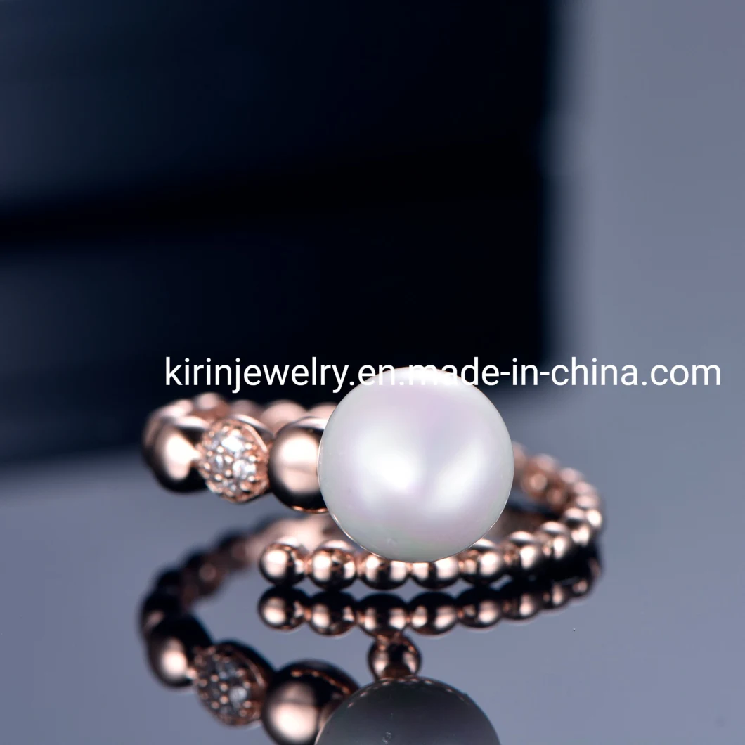 Kirin Fashion Jewelry 925 Sterling Silver Rings Wholesale Bulk Sterling Silver Rings Jewelry for Women Rose Gold White Pearl Diamond Ring