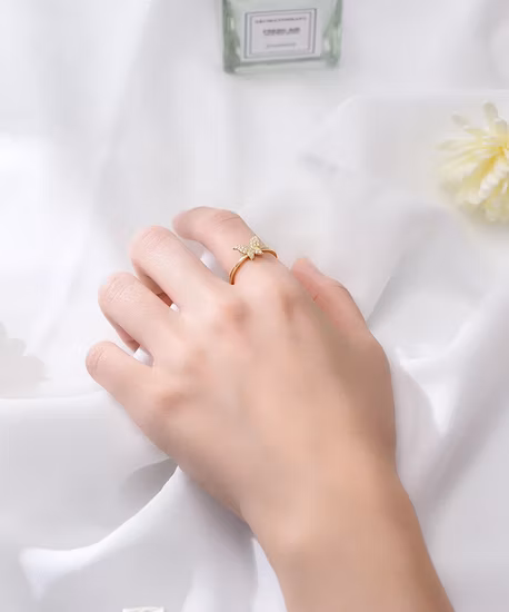 ファッションウェディングジュエリー S925 スターリングシルバーゴールドメッキ蝶アンクルリング女の子のため