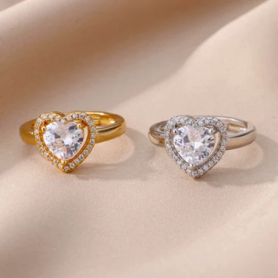 卸売オープンツイストハートスターバタフライリング結婚指輪リングキュービックジルコニアとダイヤモンド